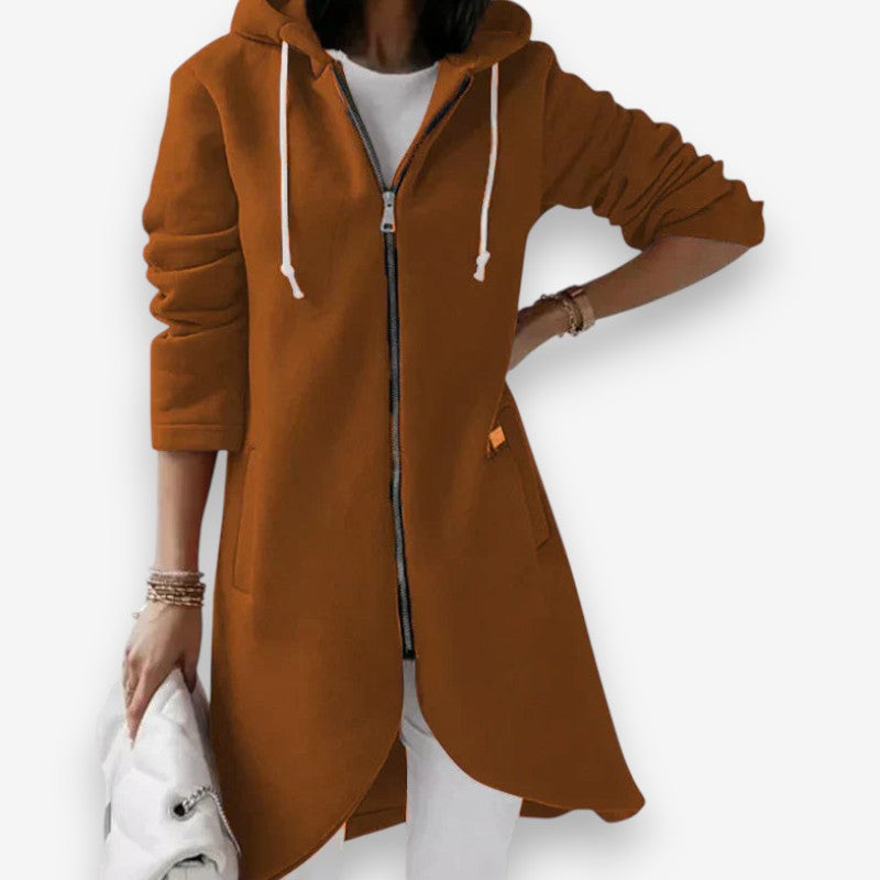 Mia – Long Sleeve Hoodie With Zipper Closure