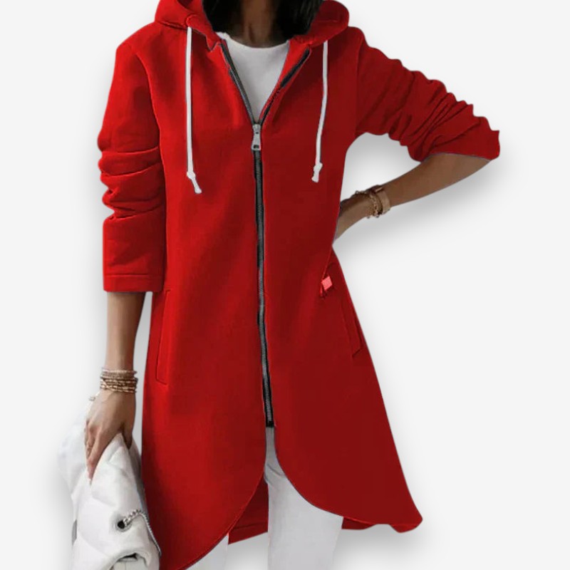 Mia – Long Sleeve Hoodie With Zipper Closure