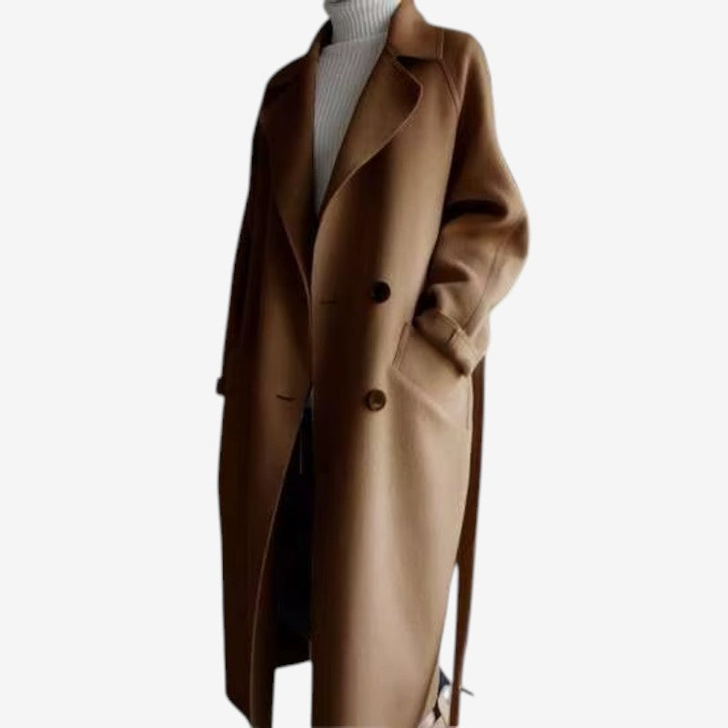 Chic Women's Long Sleeve Button-Front Overcoat