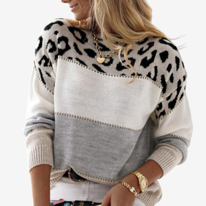 Oversized Printed Crew Neck Sweater