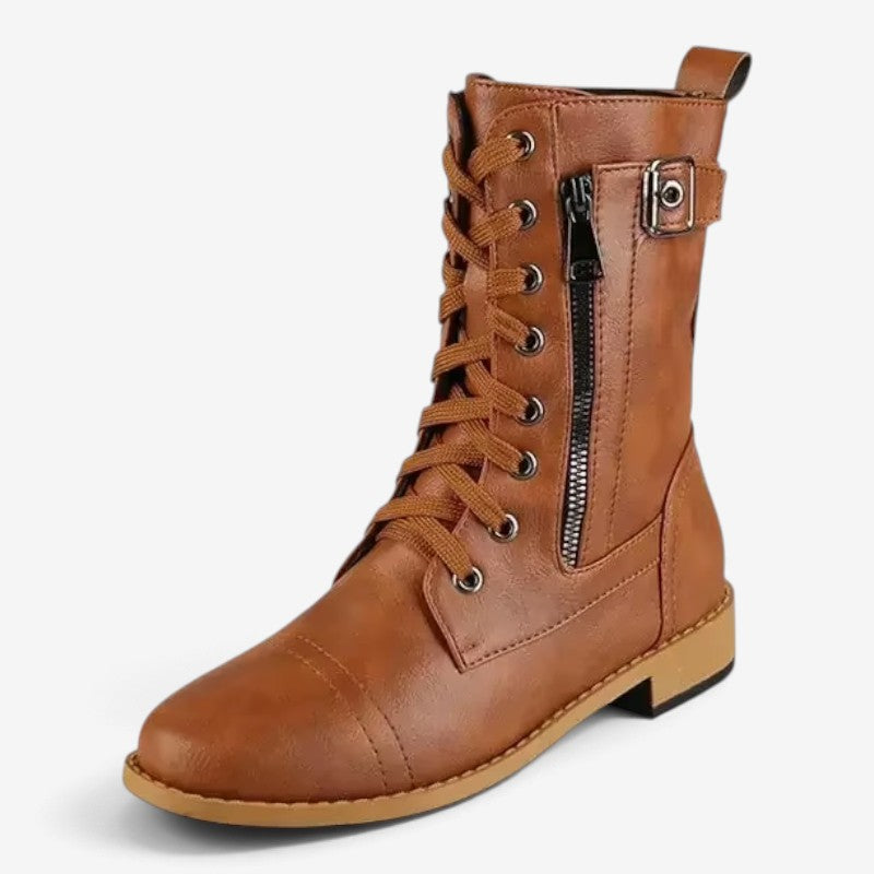 Stride - Women's High Boots with Laces and Side Zip