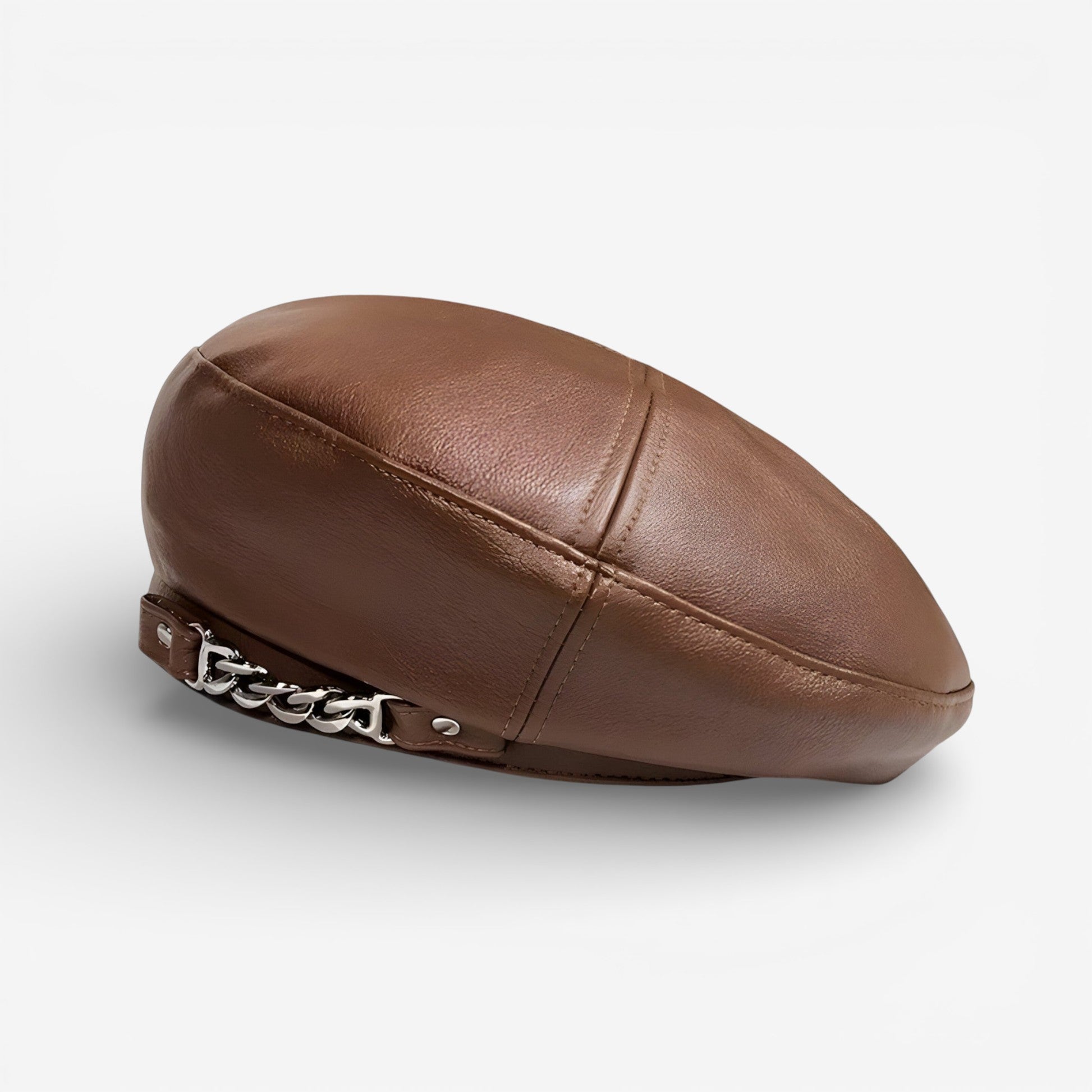 Chloe – Round Cap with Chain Buckle Design