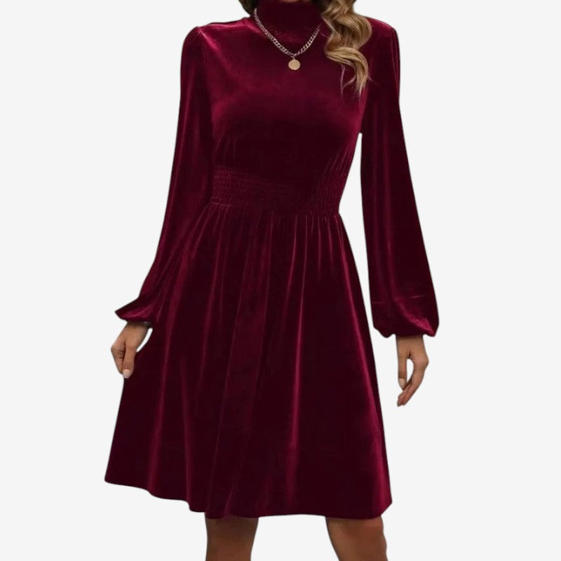 Kathleen - Lange Mouwen Turtleneck Jurk met Knie-lengte Velani