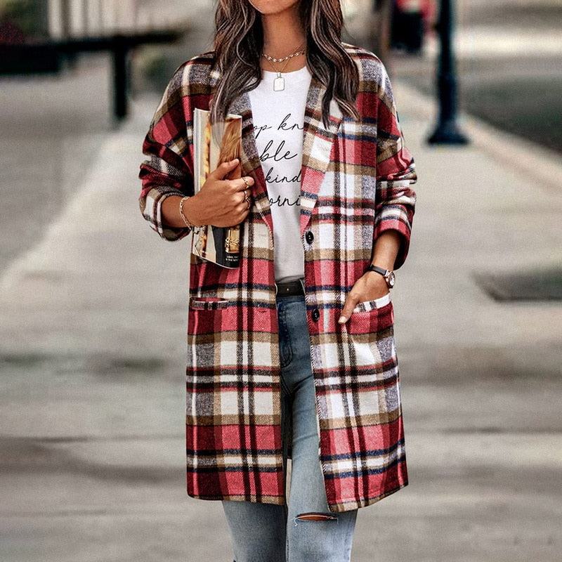 Women's Stylish Folded Collar Button Jacket