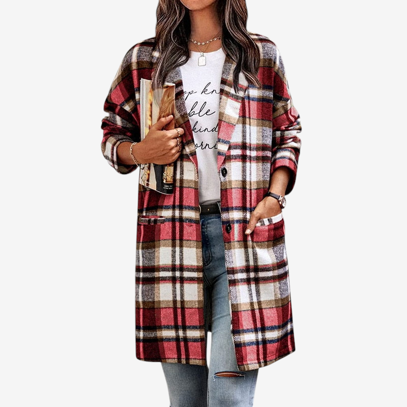 Women's Stylish Folded Collar Button Jacket