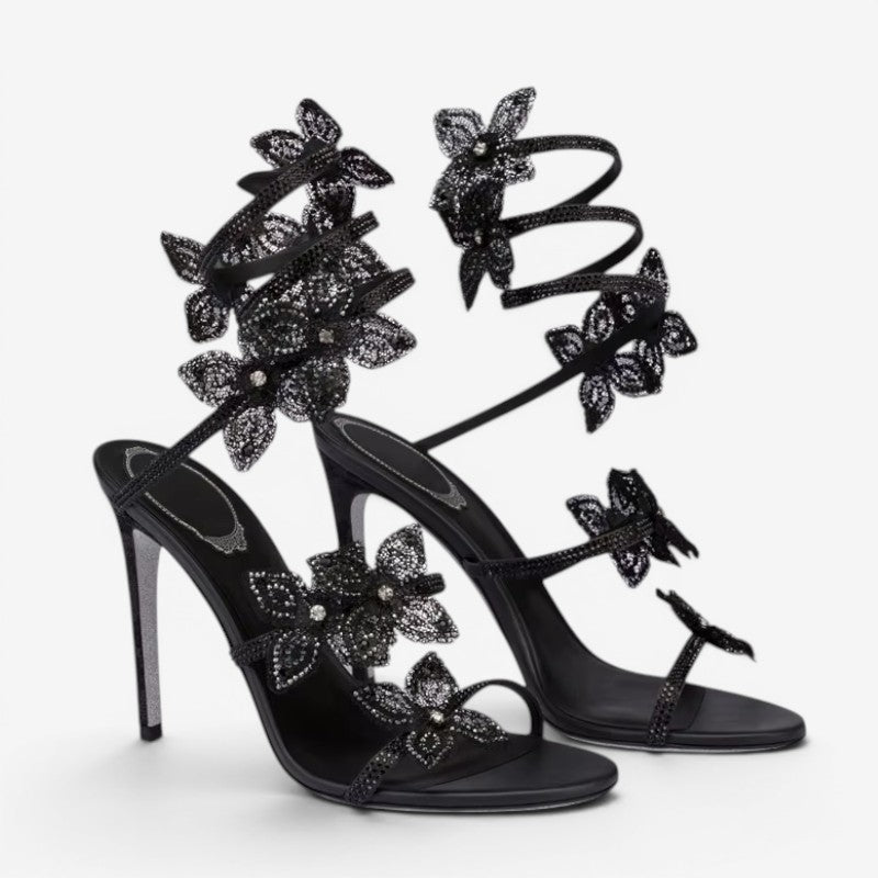 Elegant High-Heeled Sandals with Pointed Toe
