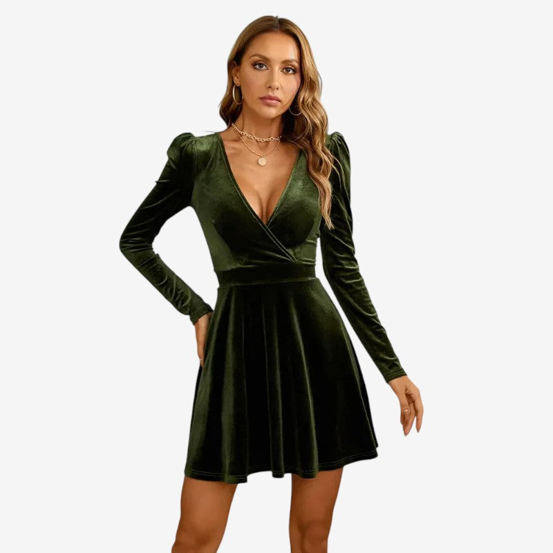 Jennifer – Midi-jurk met lange mouwen en V-halsdetail Velani