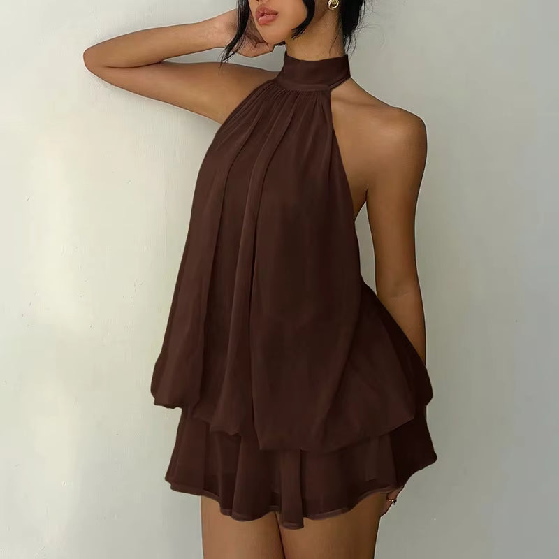 Chic Halter Neck A-Line Mini Dress for Women