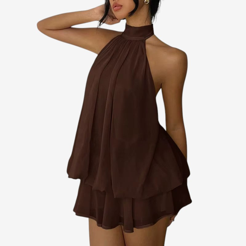 Chic Halter Neck A-Line Mini Dress for Women