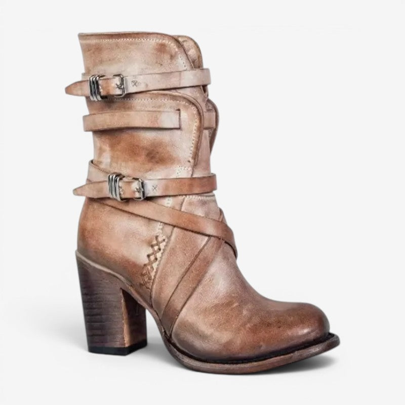Womens Ankle Boots with Double Strap Design