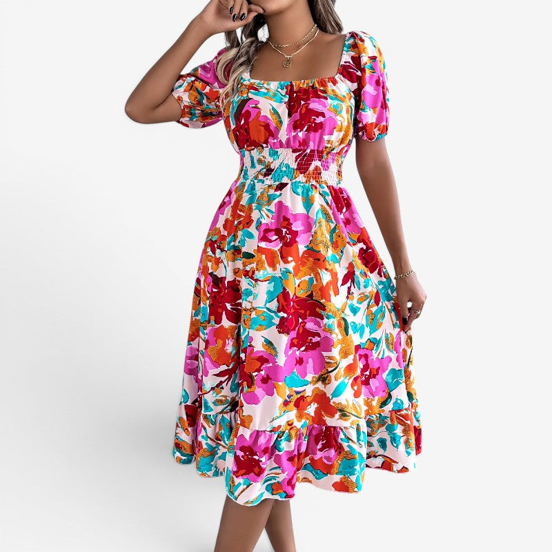 Women's Floral Off Shoulder Midi Dress