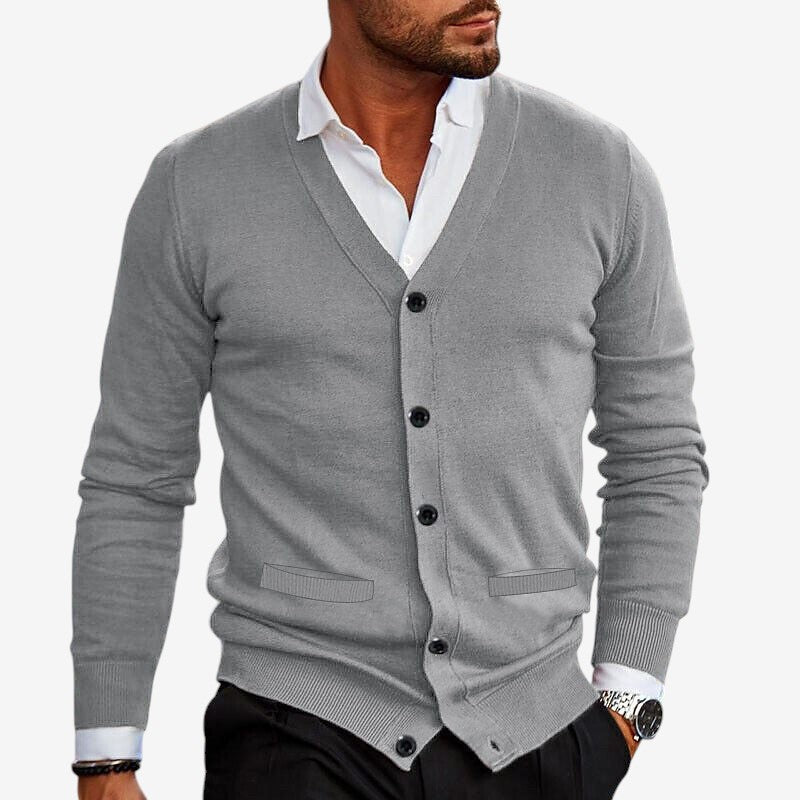Men V-Neck Button Front Cardigan