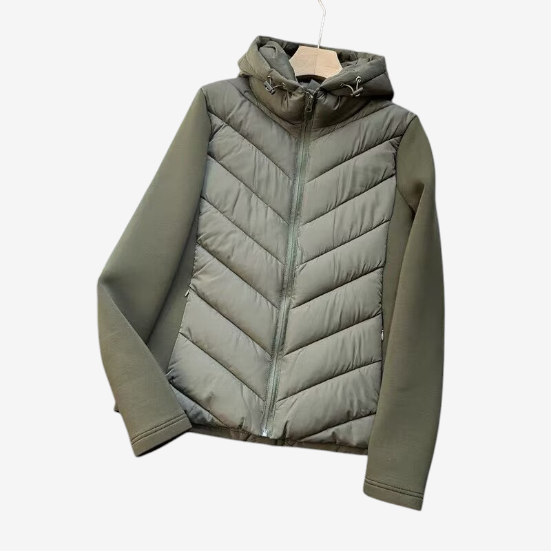 Quilvex - Quilted Chevron Pattern Jacket with Fixed Hood