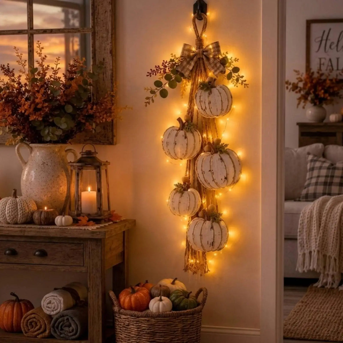 Pumpwreath - Illuminated Pumpkin Wreath with Integrated LED Lights