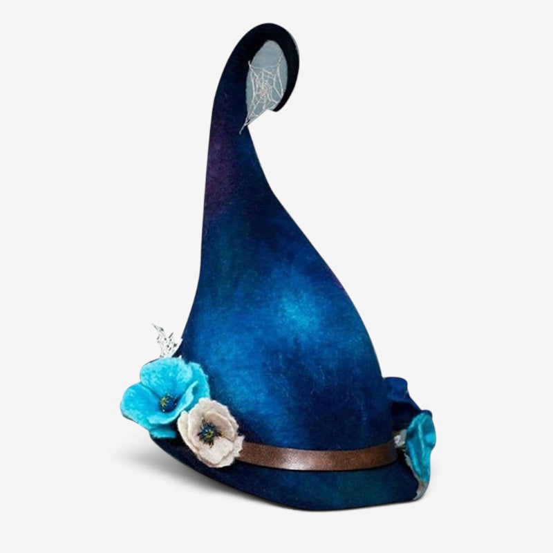 Floral Embellished Handmade Felt Witch Hat