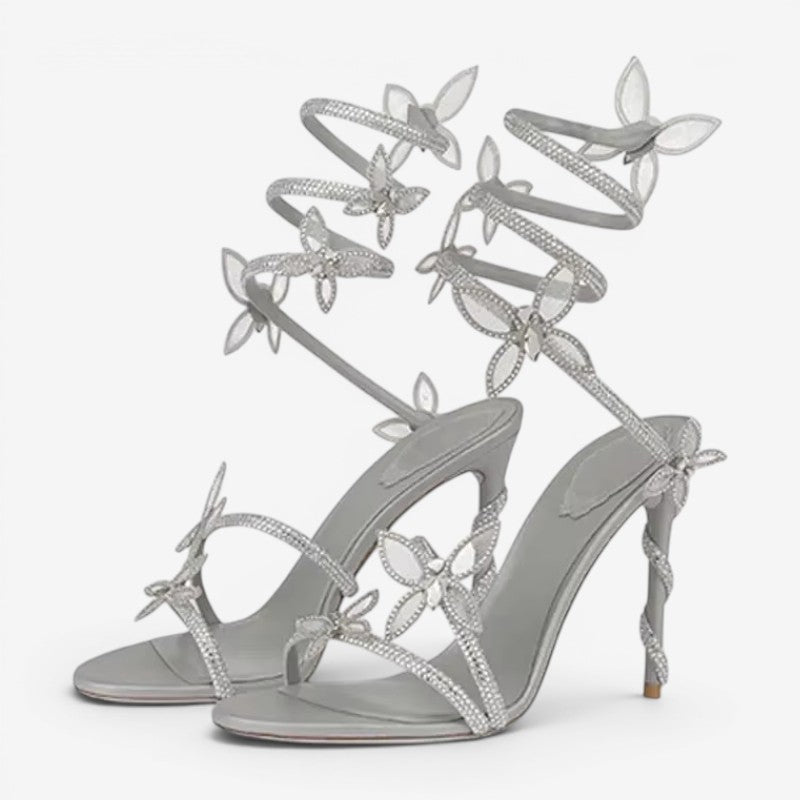 Elegant High-Heeled Sandals with Pointed Toe