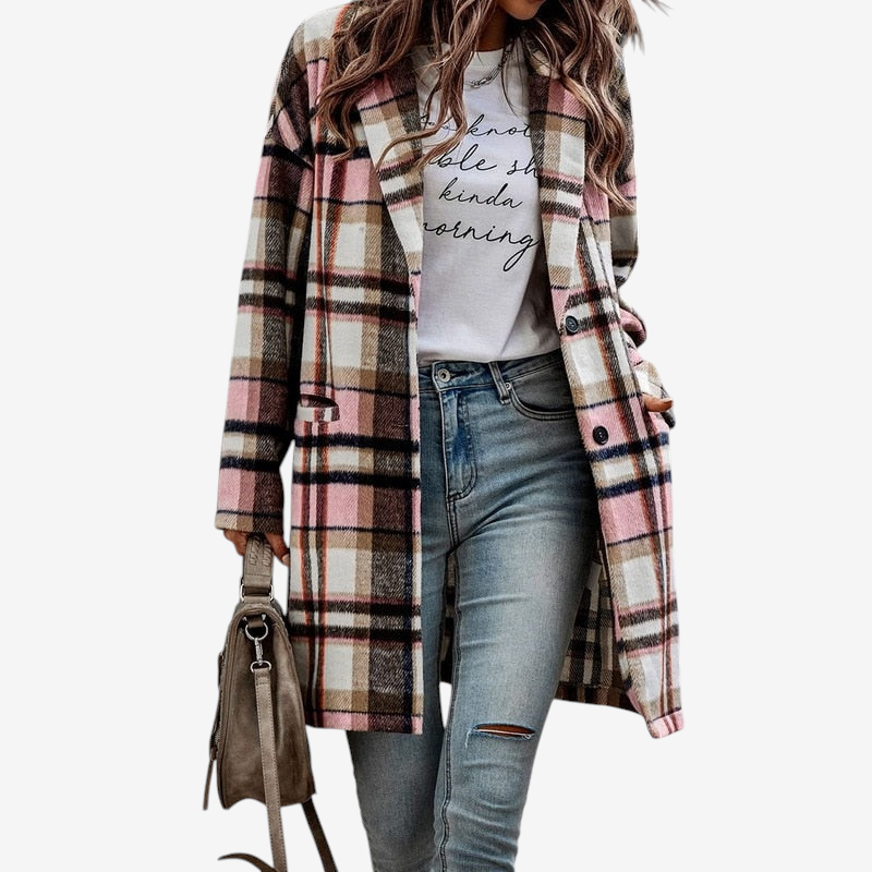 Women's Stylish Folded Collar Button Jacket