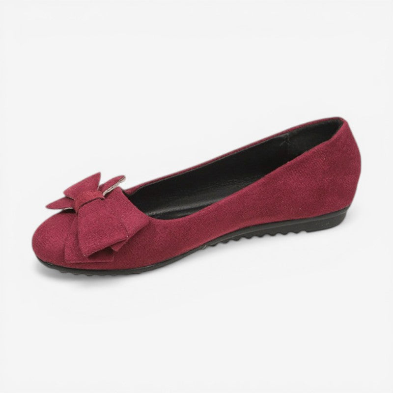 Women’s Slip-On Ballet Flats with Round Toe and Bow Detail