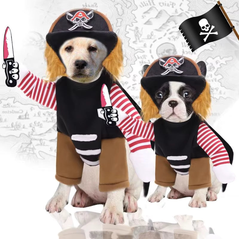 CaptainTail - Pirate Dog Costume With Hat for Halloween