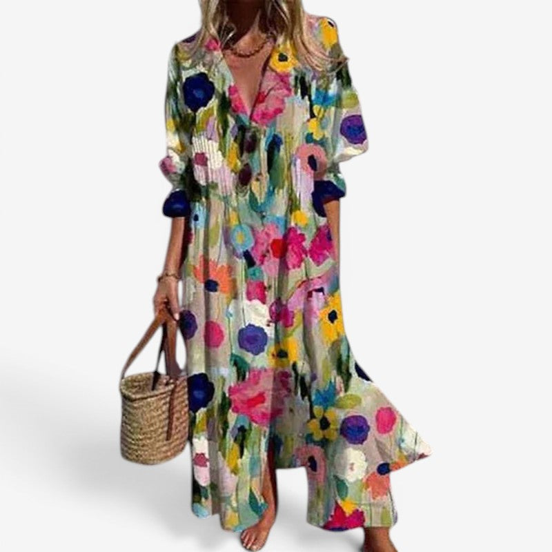 Women’s Maxi Dress Flowy Long Sleeves