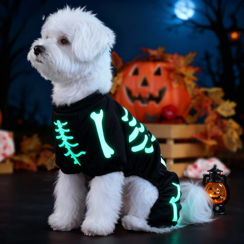 GlowBones - Skeleton Dog Jumpsuit with Glowing Design