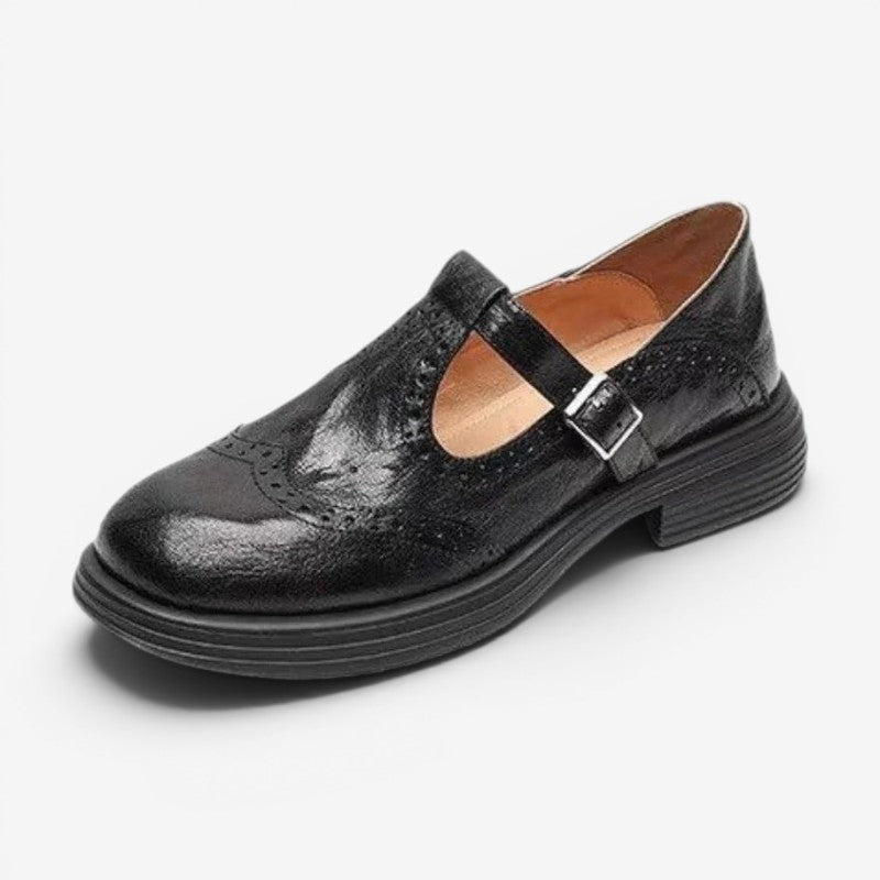 Women’s Round Toe Buckle Strap Shoes Grip Sole