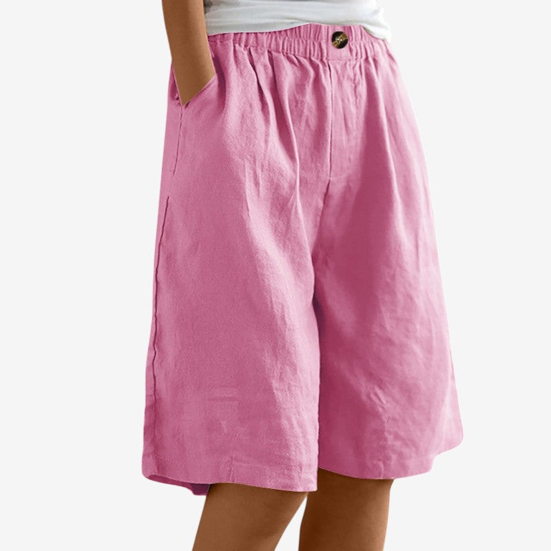 Stylish Women's Knee-Length Shorts with Elastic Waist