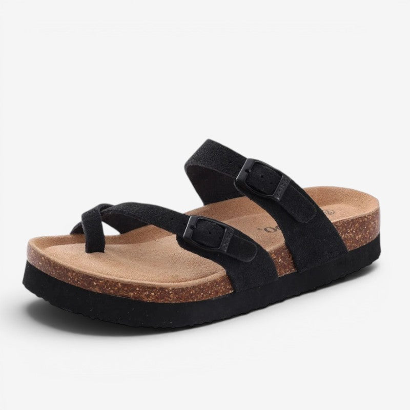 Double Buckle Slip-On Sandals