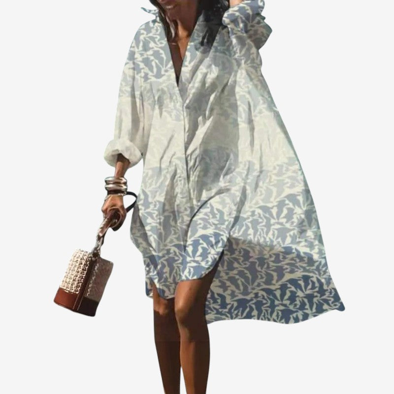 Women's Printed Dress with V-Neck