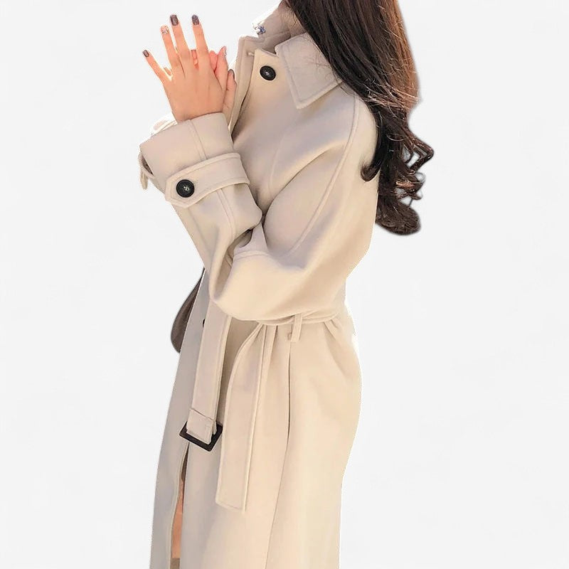Mary – Trenchcoat met Ceintuur Lange Mouwen en Doorknoopontwerp Velani