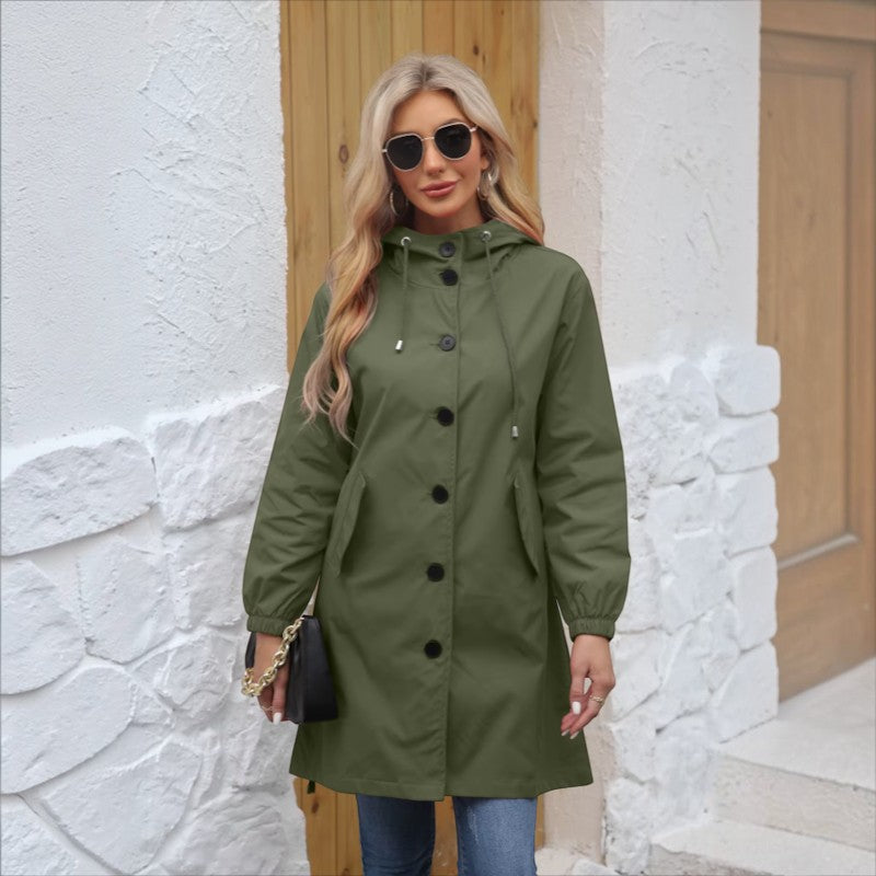 Parkline - Women's long-sleeved parka with hood and button closure