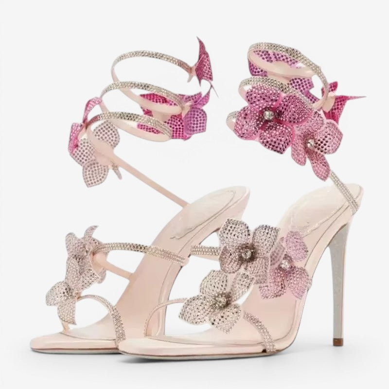 Elegant High-Heeled Sandals with Pointed Toe