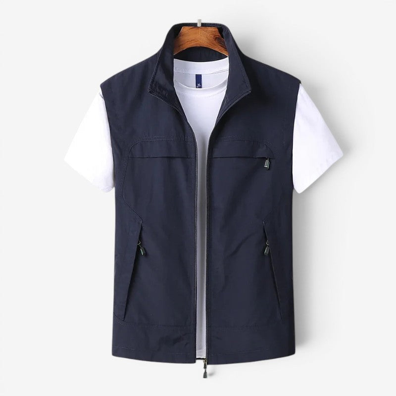 Men's Utility Vest with Stand Collar
