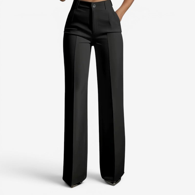 Chic Women's High-Waisted Straight Leg Trousers