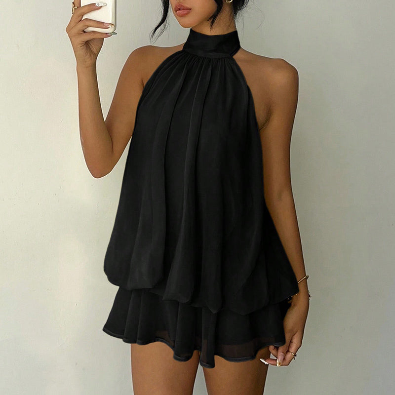 Chic Halter Neck A-Line Mini Dress for Women