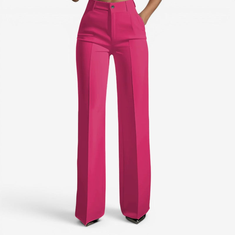 Chic Women's High-Waisted Straight Leg Trousers