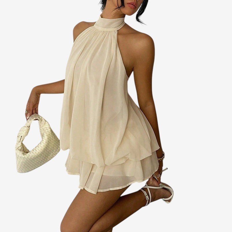 Chic Halter Neck A-Line Mini Dress for Women