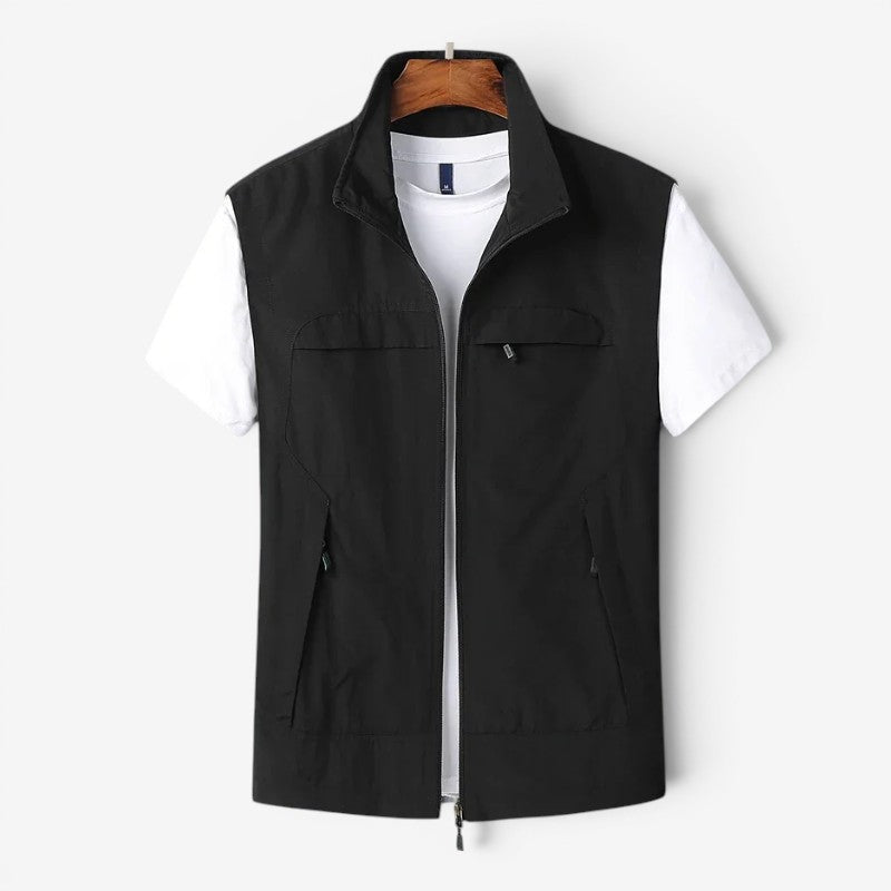 Men's Utility Vest with Stand Collar