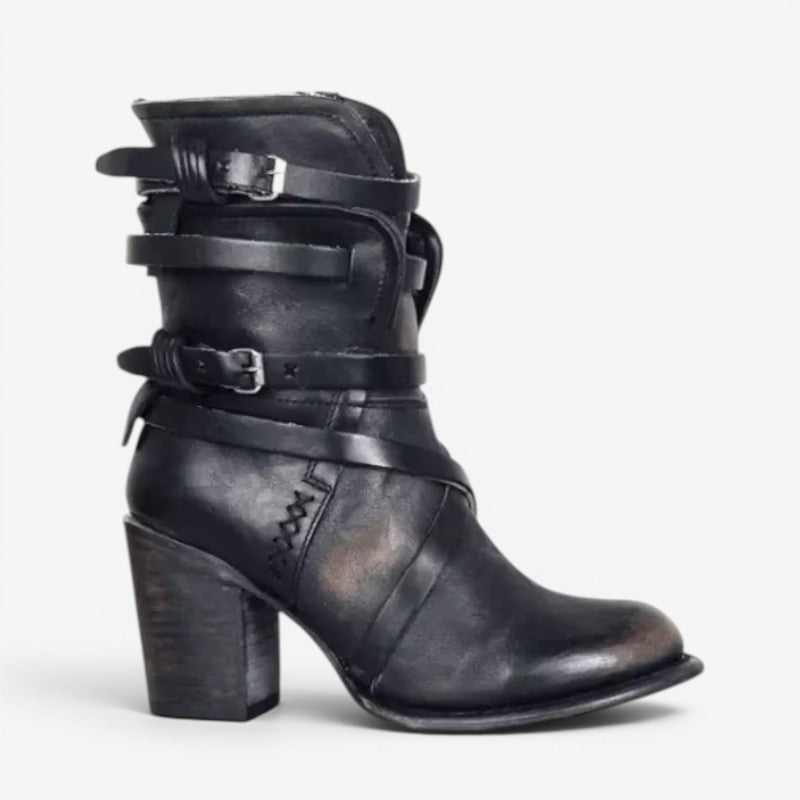 Womens Ankle Boots with Double Strap Design