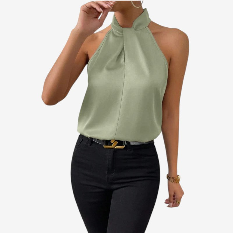 Elegant Women's Sleeveless High Neck Blouse
