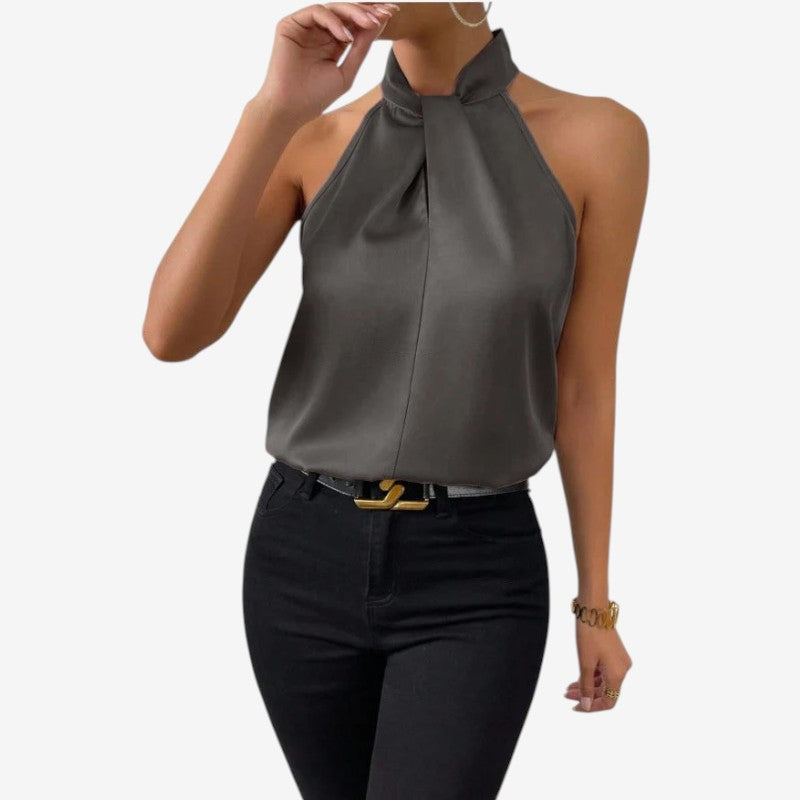 Elegant Women's Sleeveless High Neck Blouse