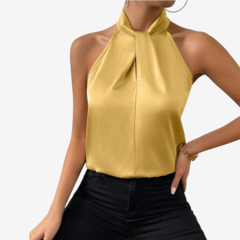 Elegant Women's Sleeveless High Neck Blouse