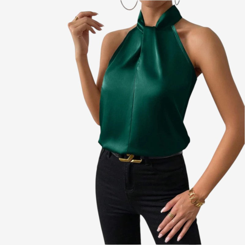 Elegant Women's Sleeveless High Neck Blouse