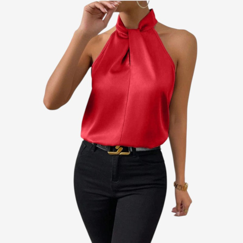 Elegant Women's Sleeveless High Neck Blouse