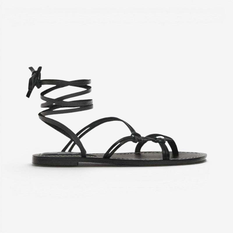 Women's Lace Up Flat Sandals with Non Slip Sole