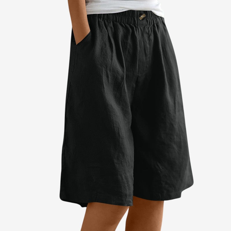 Stylish Women's Knee-Length Shorts with Elastic Waist