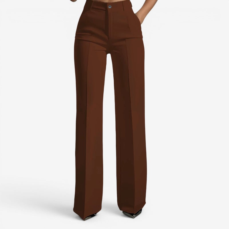 Chic Women's High-Waisted Straight Leg Trousers