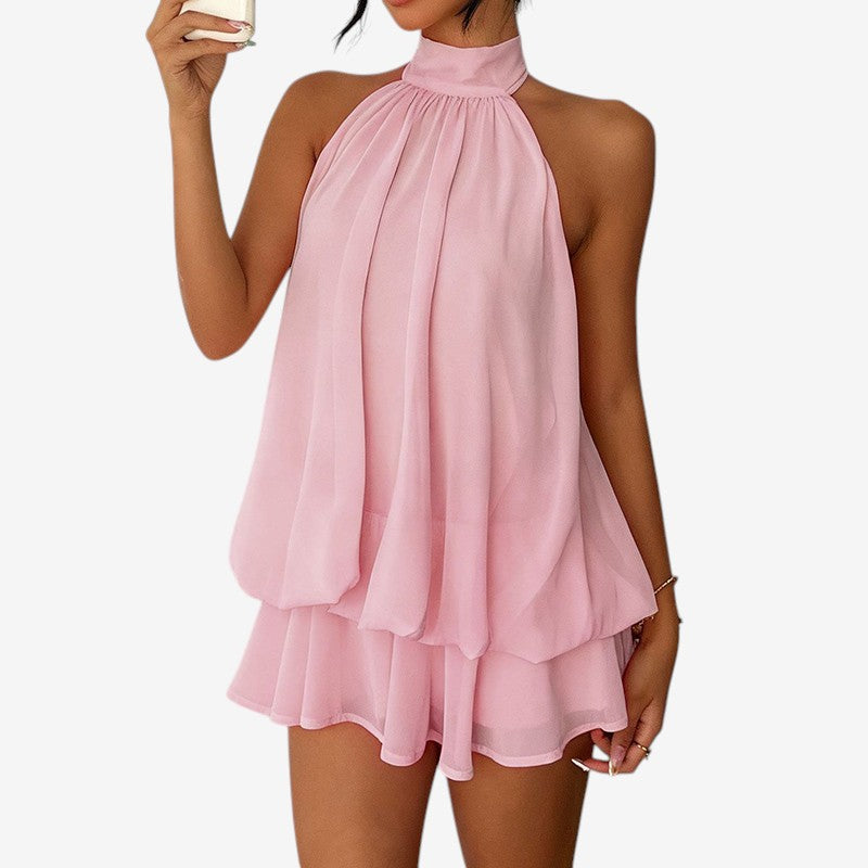 Chic Halter Neck A-Line Mini Dress for Women