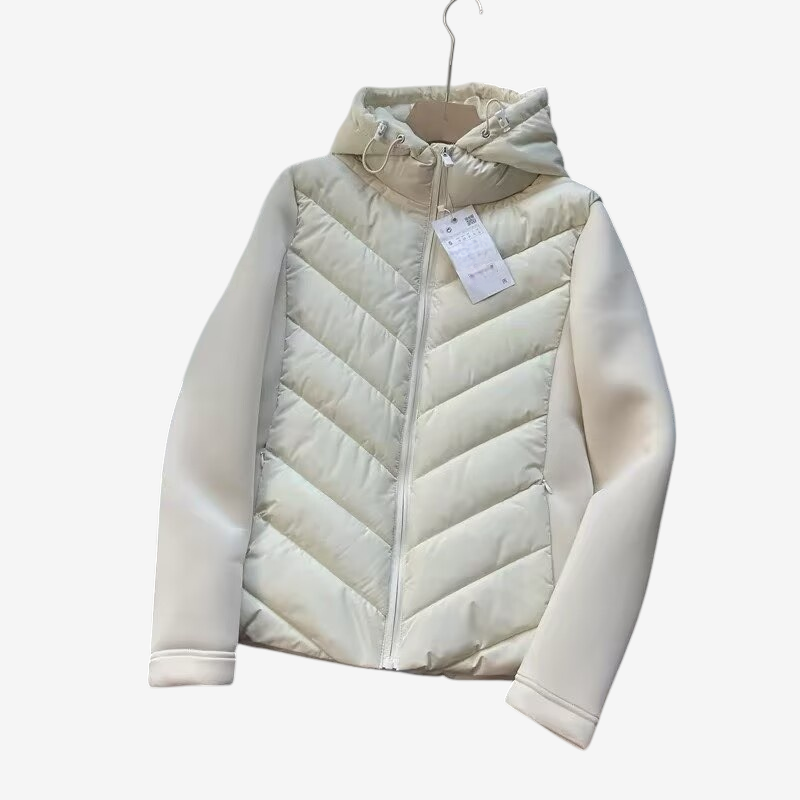 Quilvex - Quilted Chevron Pattern Jacket with Fixed Hood