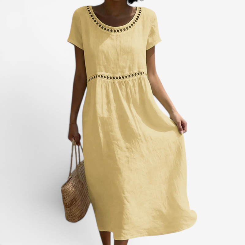 Elegant Women's Crew Neck Maxi Dress